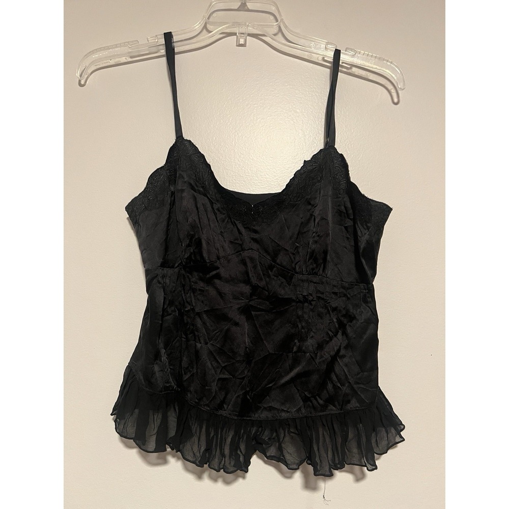 Babydoll Tank Top Silk 8 Dainty Coquette Fairy Goth Dark Romantic Pintuck Ruffle